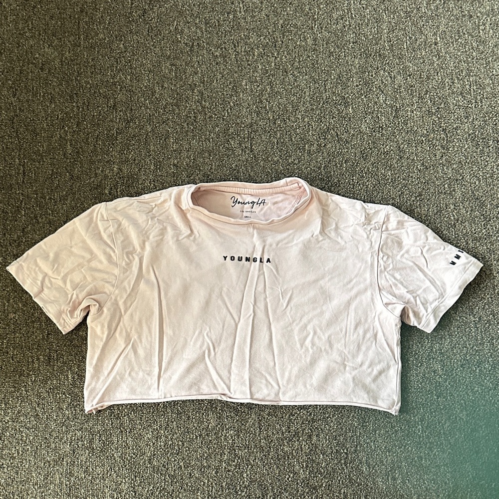 YoungLA Light Pink Cropped Logo Tee